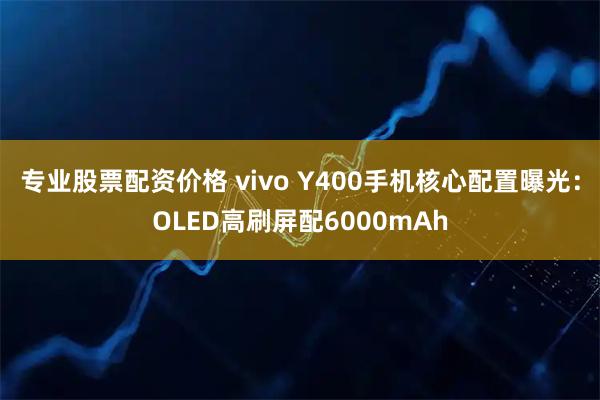 专业股票配资价格 vivo Y400手机核心配置曝光：OLED高刷屏配6000mAh